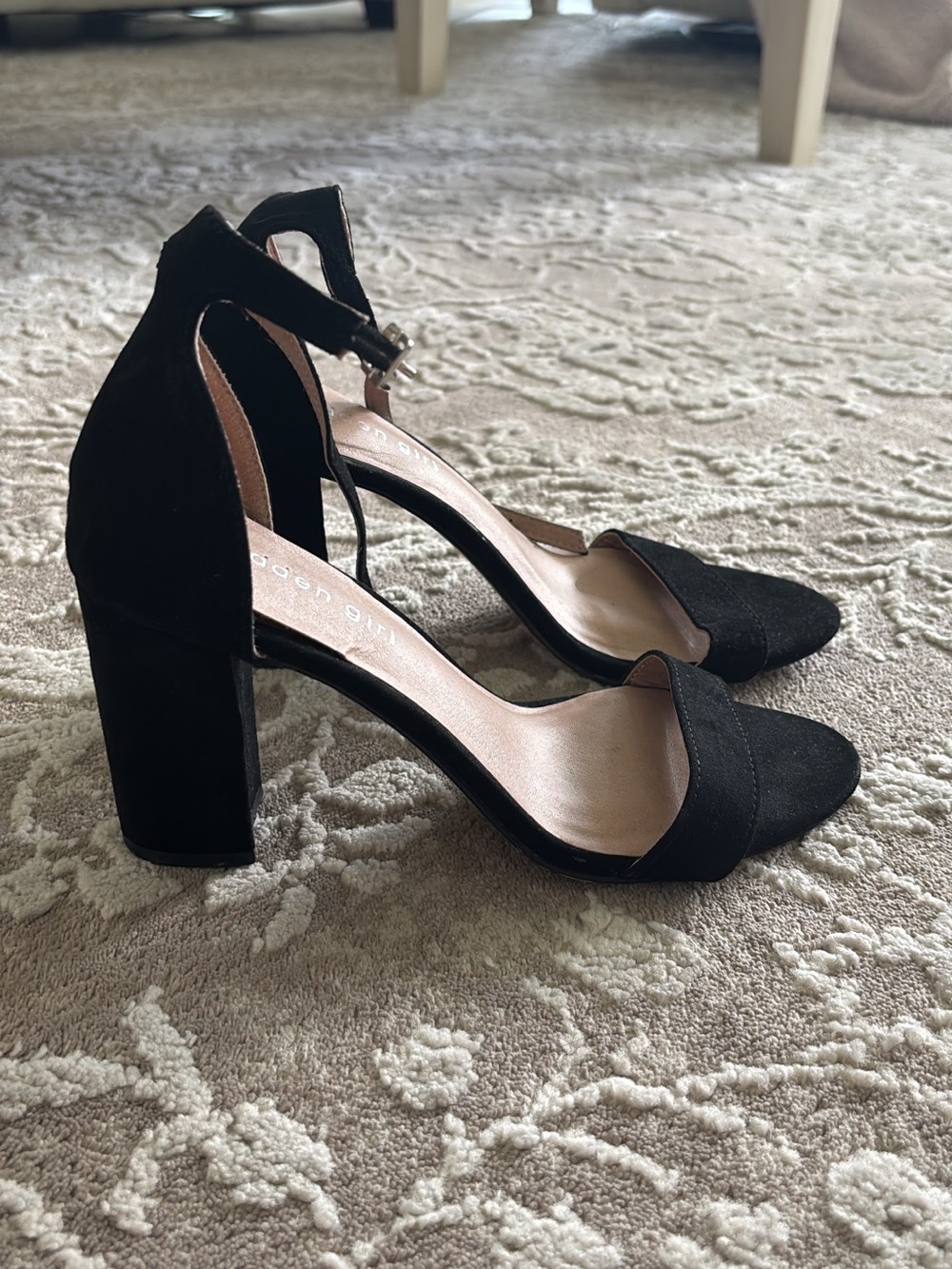 Madden Girl Classic Black Block Heel Ankle-Strap Sandals